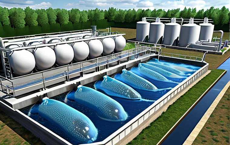 **

Prompt: Industrial wastewater treatment plant, advanced technology, bioreactors, membrane filtration, clean water output, environmental sustainability, realistic, daytime. Focus on the modern equipment and the clarity of the purified water.

**