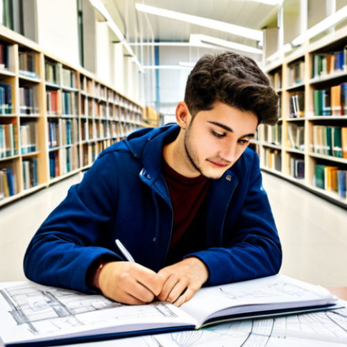 Sustainable Engineering Student**

"A young, professional engineering student, fully clothed in modest casual attire, studying blueprints at a brightly lit university library in Bologna, Italy. Environment includes stacks of technical books and architectural models. Perfect anatomy, correct proportions, well-formed hands, proper finger count, natural pose, safe for work, appropriate content, family-friendly, professional."

**