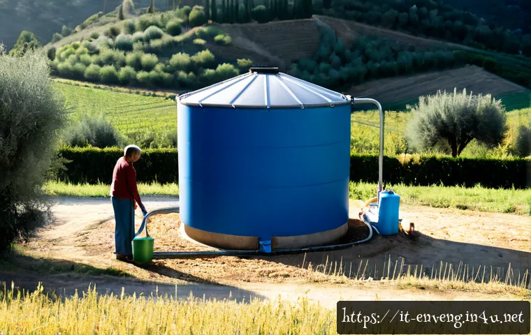 Home 14 기후변화 대응 전략 - Photorealistic climate change adaptation scene in rural Italy, an Italian family tending drought-res...